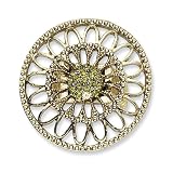 1928 Boutique Brass-tone Green Crystals Floral Design Stretch Ring