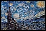 Vincent Van Gogh (The Starry Night) Black Wood-Mounted Art Poster Print (Unframed and Framed also available) - 24 X 36