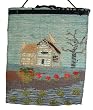 Hand Made Farmhouse, Tree and Flowers Picture - Natural Jute Weave Wall Hanging Folk Art