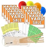 Yard Sale Sign Kit with Pricing Stickers and Wood Sign Stakes