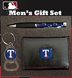 Texas Rangers Tri-Fold Wallet with Pen & Keychain Gift Set