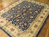 IMAGE OF 6'4 x 7'11 Navy Blue Hand Knotted Wool Ziegler Rug