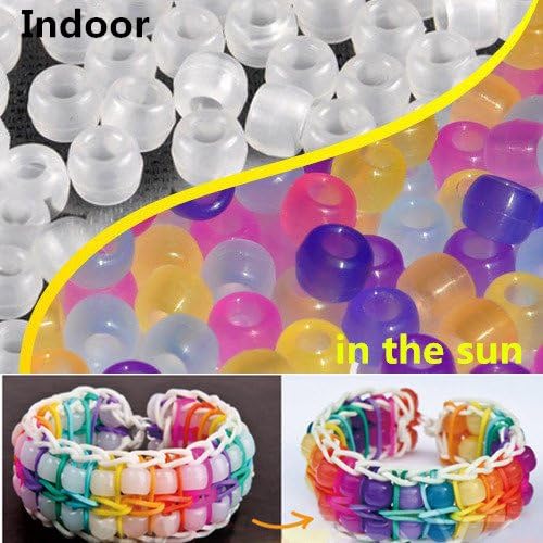 Cool Kids Top Baby Toys Approx 100PCS Mixed UV Color Changing 6x8MM Pony Beads Colorful Rainbow Loom Rubber Bands Bracelet Educational Learning Toys For Both Children and Adult Random Colors