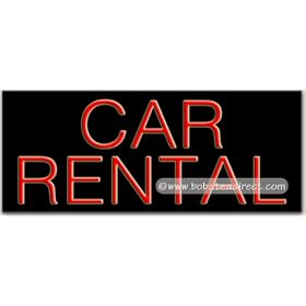 Car Rental Neon Sign (13"H x 32"L x 3"D)