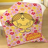 Mr Men Little Miss Sunshine Pink Yellow Fleece Blanket Throw