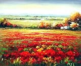 Impression / Abstract Expressionism / Modern, Landscape / Scenery, Blooming Flowers, Handmade Oil Painting on Canvas, Hand Signed, with Certificate of Authenticity, Size 20 X 24, Framed / Stretched / Gallery Wrap, Ready to Hang, Perfect Wall Décor, Free Shipping