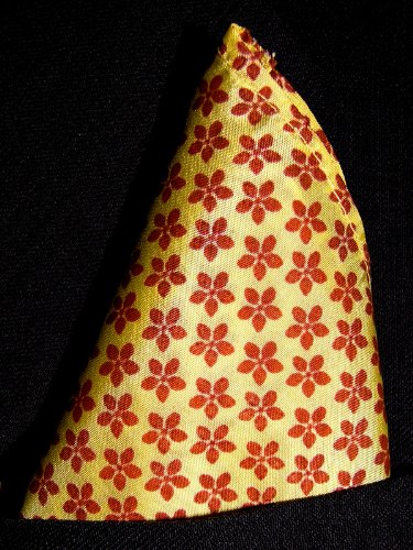 CLOVER PRINT YELLOW Silk Pocket Square, 100% Silk - by Royal Silk