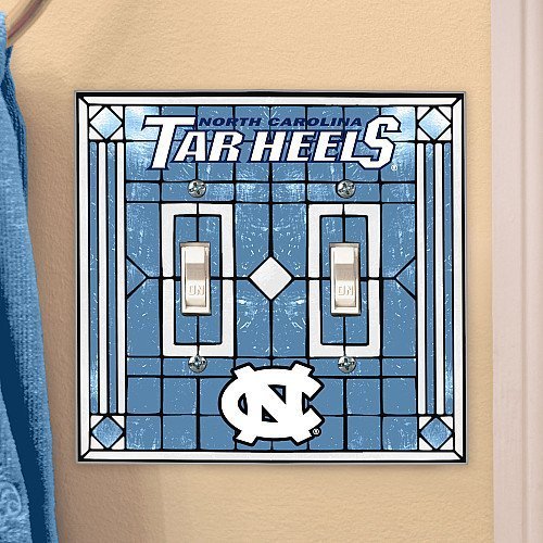 North Carolina Tar Heels - NCAA Art Glass Double Switch Plate Cover