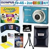 Olympus FE-46 12MP Digital Camera (Blue) + Crayola Kit + xD 2GB Accessory Kit