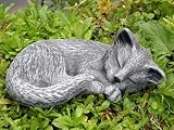 Garden ornamental Figure - Cat sleeping, Cast stone, Slate gray