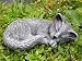 Garden ornamental Figure - Cat sleeping, Cast stone, Slate gray