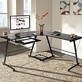 Best Choice Products L-Shape Computer Desk PC Glass Laptop Table Workstation Corner Home Office Black