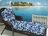 2-Piece Wicker Patio Chaise Lounge Cushion - Simone Indigo