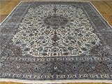 10x13 Ivory Persian Hand Knotted Wool Kashmar Rug