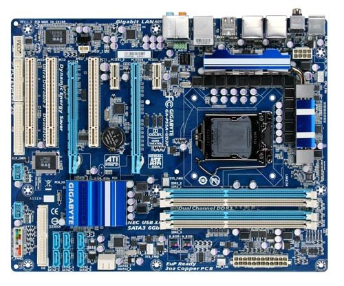 Gigabyte Intel Core i7/LGA1156/Intel P55/4DDR3-2200/ATI CrossFireX/GbE/7.1-CH ATX Motherboard GA-P55A-UD3P