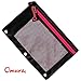 OMURA Zippered PENCIL POUCH ASSORTED COLOR w/ Mesh Windows & Standard 3-Ring Binder, PACK OF 6