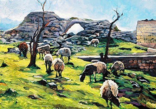 sheeps at valley galilee landscape Judiaca Paper Print 30x47 cm Israel Art Print
