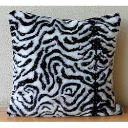 Zebra Stripes - Decorative Pillow Covers - Faux Fur with Zebra Stripes