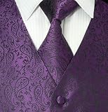 Brand New Landisun Tuxedo Silk Vest Set: Purple Paisley 331VS: (SIZE M)