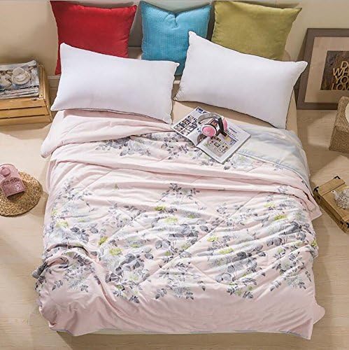 Home Comfortable 100% Cotton Comforter for Summer Air-Conditioning Quilt 1PC (60" x 78", Pink Flower)