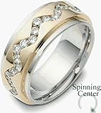 Designer 18 Karat Two-Tone Gold Unique 37 Diamond SPINNING Eternity Ring