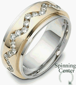 Designer 18 Karat Two-Tone Gold Unique 37 Diamond SPINNING Eternity Ring