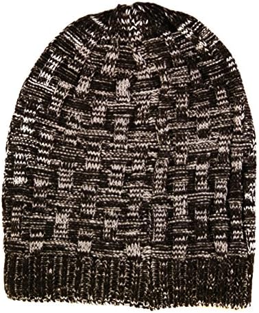Fashionsmith Mens Trendy Warm Winter Boxes Knit Slouchy Beanie Cap Hat One Size Black