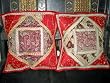 Chair Cushion Covers-2 Red Embroidery Sari Toss Pillow Cushion Covers Free Shipping