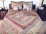 Zari 7P Sari Indian Quilt Coverlet Bedding Bed Cover