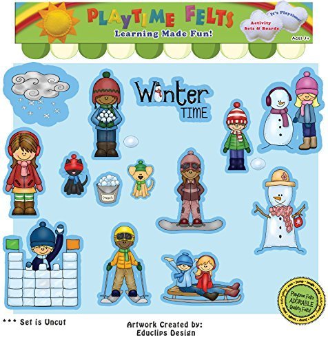Winter Time Fun Felt Set by Playtime Felts | 24 PRECUT & Ready to Play Felt Figures for Flannel Board Teaching for Toddlers, Preschoolers and Kindergarten - Adorable Felt Characters