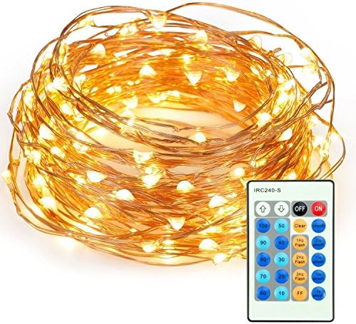 Vitovill Indoor/Outdoor 6 V Power Supply Starry String Lights, 33ft 100 LEDs Copper Wire String Lights 3 Mode Ambiance Lighting with Remote Control for Garden, Patio, Wedding, Tree, Party, Christmas