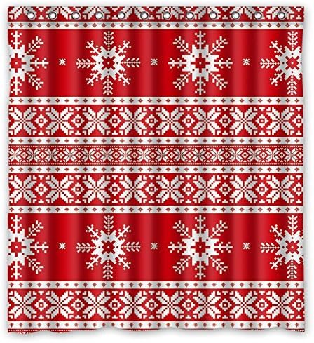 Fashion Lover Custom Merry Christmas Cool Snowflake Pattern Design Waterproof Polyester Fabric Shower Curtain,Bathroom decor 66"x72"