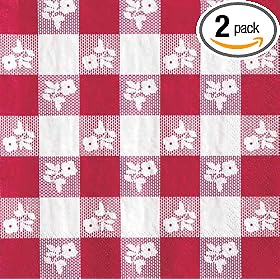 Creative Converting Red Gingham Luncheon Paper Napkins, 50 Count (Pack of 2)
