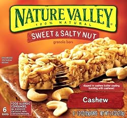 Nature Valley Sweet & Salty Nut Granola Bars, Cashew, 1.2-Ounce, 6-Count Boxes (Pack of 6)