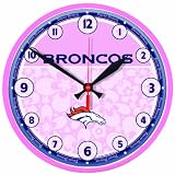 NFL Denver Broncos Round Clock "Pink Background"