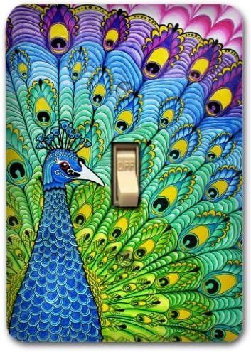Colorful Peacock Metal Light Switch Plate Cover Kitchen Bath Bedroom Home Decor 532