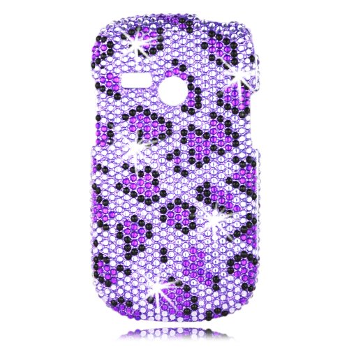 Talon Full Diamond Bling Phone Shell for LG UN200 Saber - Leopard - US Cellular - 1 Pack - Case - Retail Packaging - Purple/Black