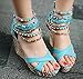 Getmorebeauty Women's Blue Wedge With Pearls Across The Top Platform High Heels
