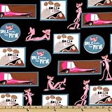 44'' Wide Pink Panther Frames Black/Pink Fabric By The Yard