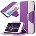 ULAK Dual Color Wallet Magnetic PU Leather Case with Stand Flip Cover for iPhone 6S & iPhone 6 4.7inch (Purple/White)
