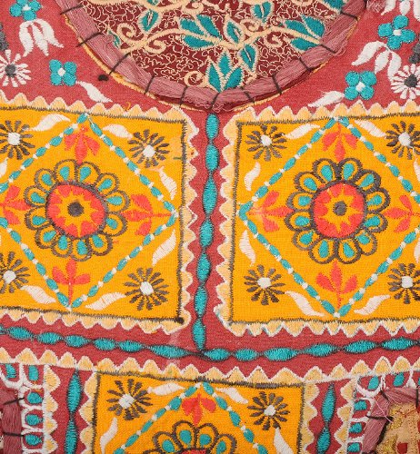 Imagen 3 de Patchwork indio de algodón hecho a mano bordado Cojín Set Tamaño 16 x 16 pulgadas Juego de 2 piezas