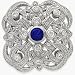 Jewelry : Sterling Silver Sapphire & Cubic Zirconia Brooch