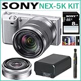Sony Alpha NEX-5 Silver 14.2MP HD Digital Camera in Silver with Sony SEL16F ....