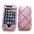 Apple iPhone 3G & 3GS Snap-on Protector Hard Case Rhinestone Cover "Pink Lines Pattern" Design