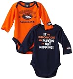 NFL Infant/Toddler Boys' Denver Broncos Two Pack Long Sleeve Bodysuit (Team Color, 18M)