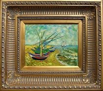 Art Reproduction Oil Painting - Boats at St. Marie's - Framed Small 8" X 10" - Hand Painted Framed Canvas Art