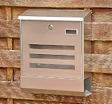 Produkt-Bild: Edelstahl Wandbriefkasten Briefkasten Postkasten mit Zeitungsfach , Sichtfenster und Namensschild - geb&uuml;rstet - Modell 114