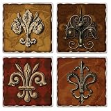 Tumbled Tile Coasters FleurdeLis