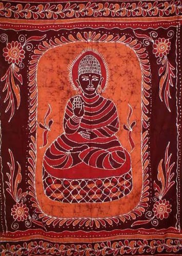Buddha Batik Tapestry-Buddhism-Meditation-Red