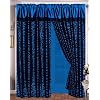 A Pair of Faux 'Silk' and Flocking Black / BLUE Zebra Printing Window Curtains / Drapes / Panels with Sheer Linen and Valance Set - 100% Polyester